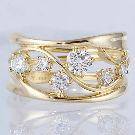 Elegant Gold-Plated Ring with Zirconia