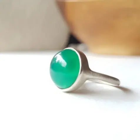 Green Crystal Ring in Silver