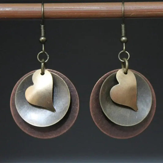 Boho Silver and Gold Heart Earrings