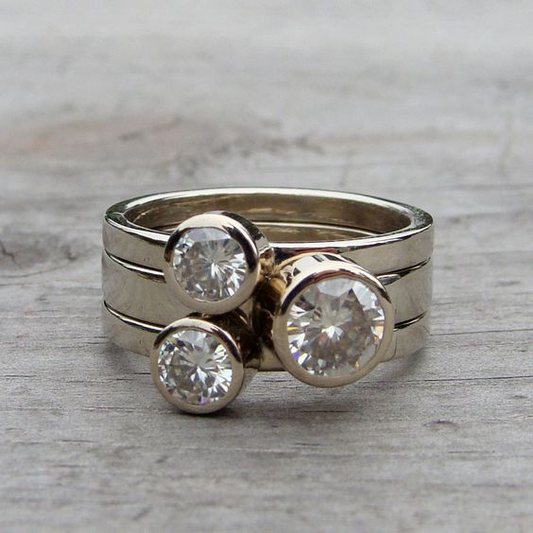Vintage Ring "Triple" with Zirconia