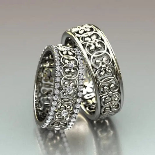 Vintage Silver Hollow Ring Set