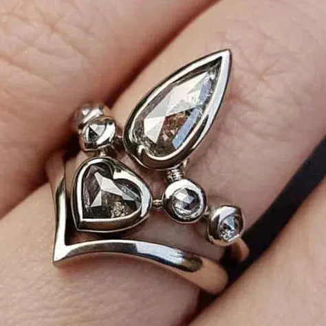 Vintage Oval Crystal Silver Ring