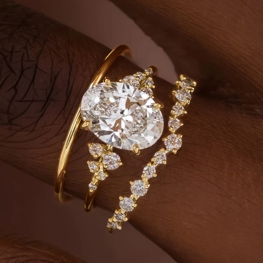 Elegant Ring Set with Zirconia