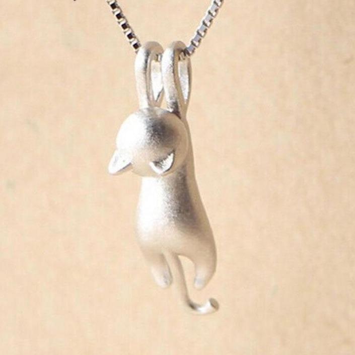 Playful Cat Necklace made of 925 Sterling Silver